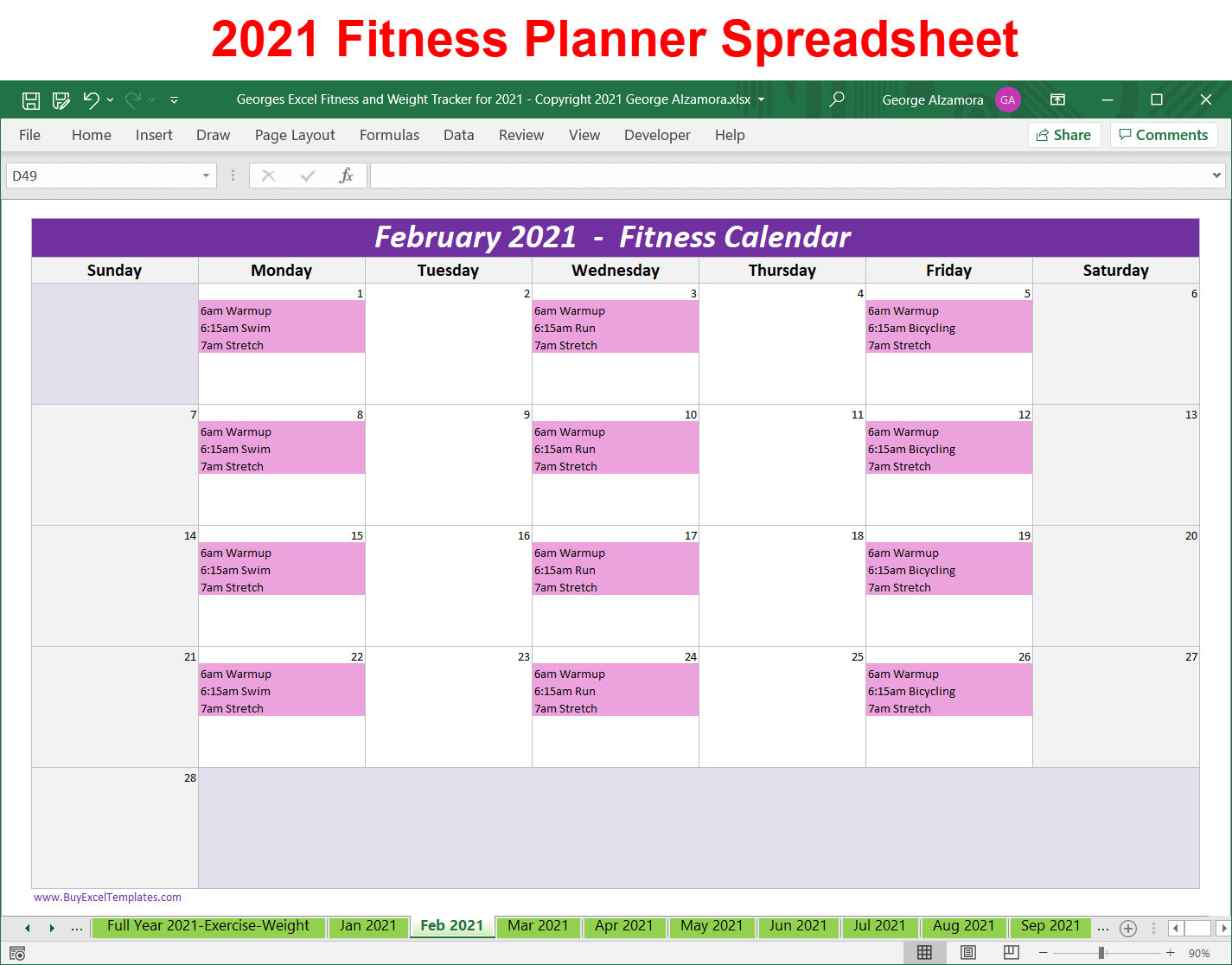 apple numbers templates workout