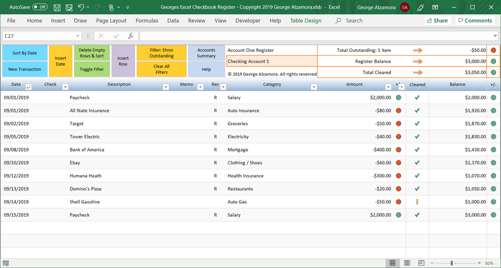 Excel Checkbook Register Spreadsheet Buyexceltemplates Com