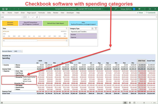 excel checkbook register with reconciliation