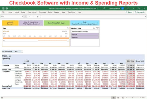 excel checkbook register