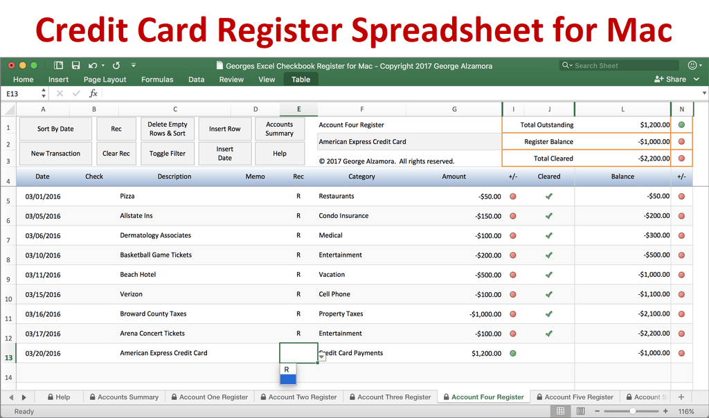 checkbook register for mac