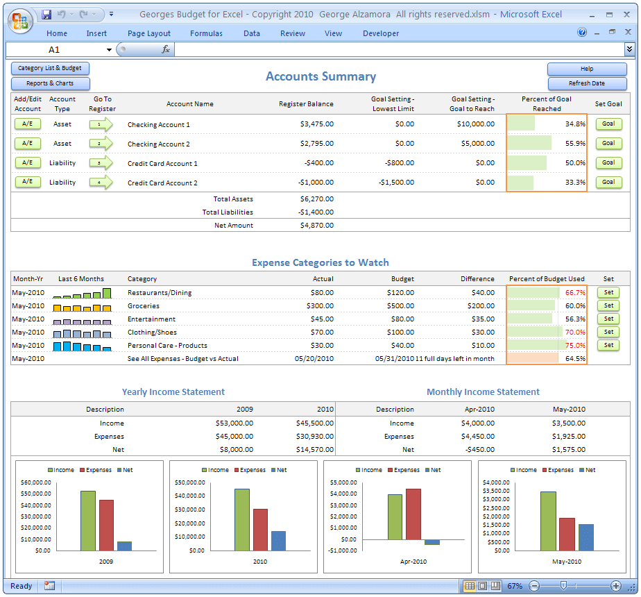 in depth excel personal budget calculator