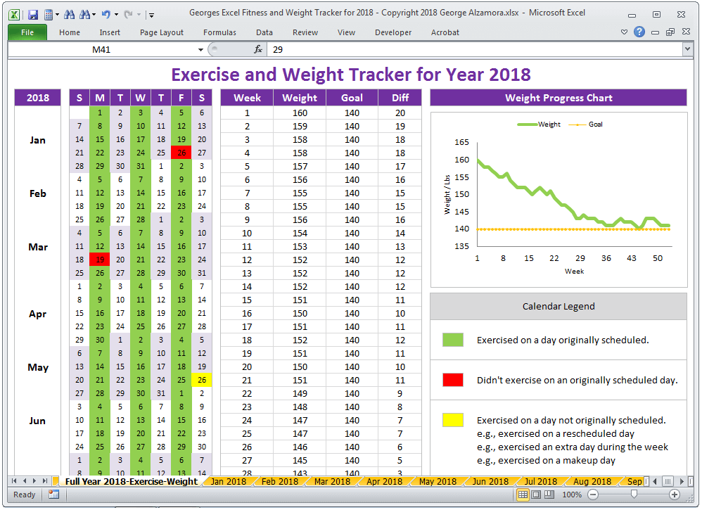 free weight tracker excel