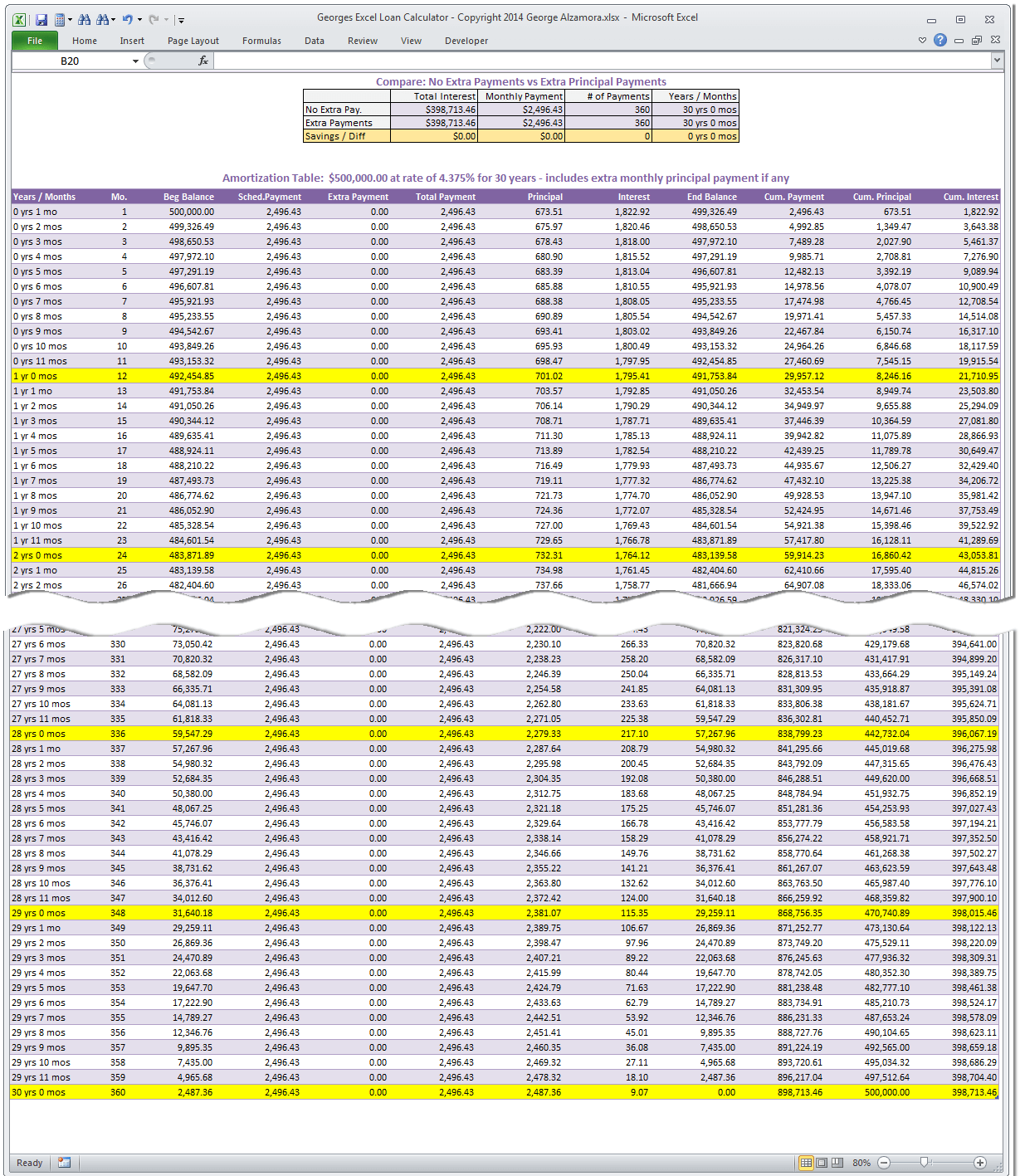 loan calculator excel student loans