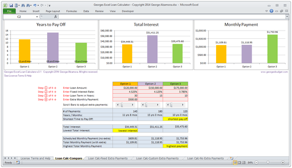 mortgage excel calculator loan georges spreadsheet v3 payment interest rate