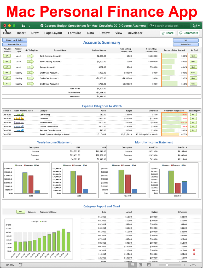 Mac budget software using Excel for Mac to manage personal finances