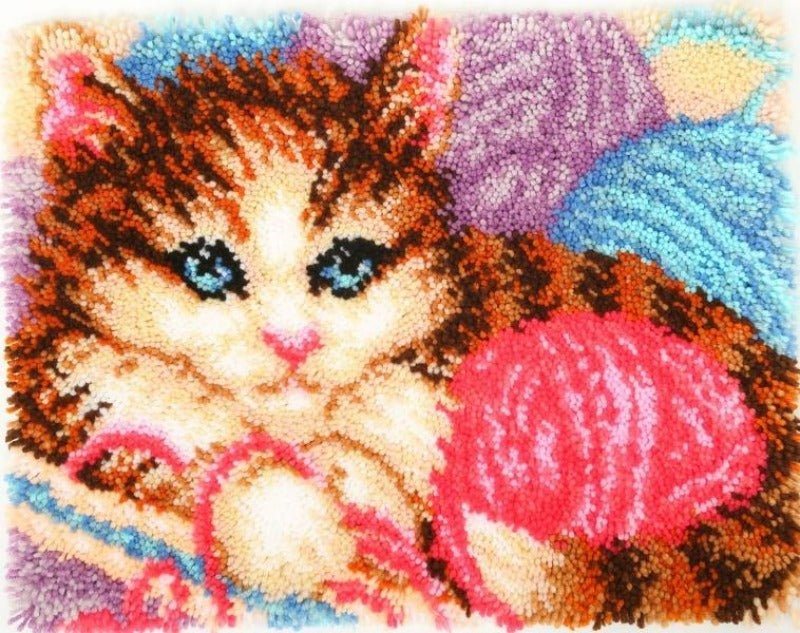 Latch Hook Kit Rug, Latch Hook Kits Cat with Pre-Printed Pattern for Adults and Kids 52X38cm/20.4 Inch X15 Inch
