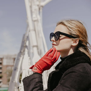 Francoise Leather Gloves w/Button Cuff Link - Windswept Clothiers