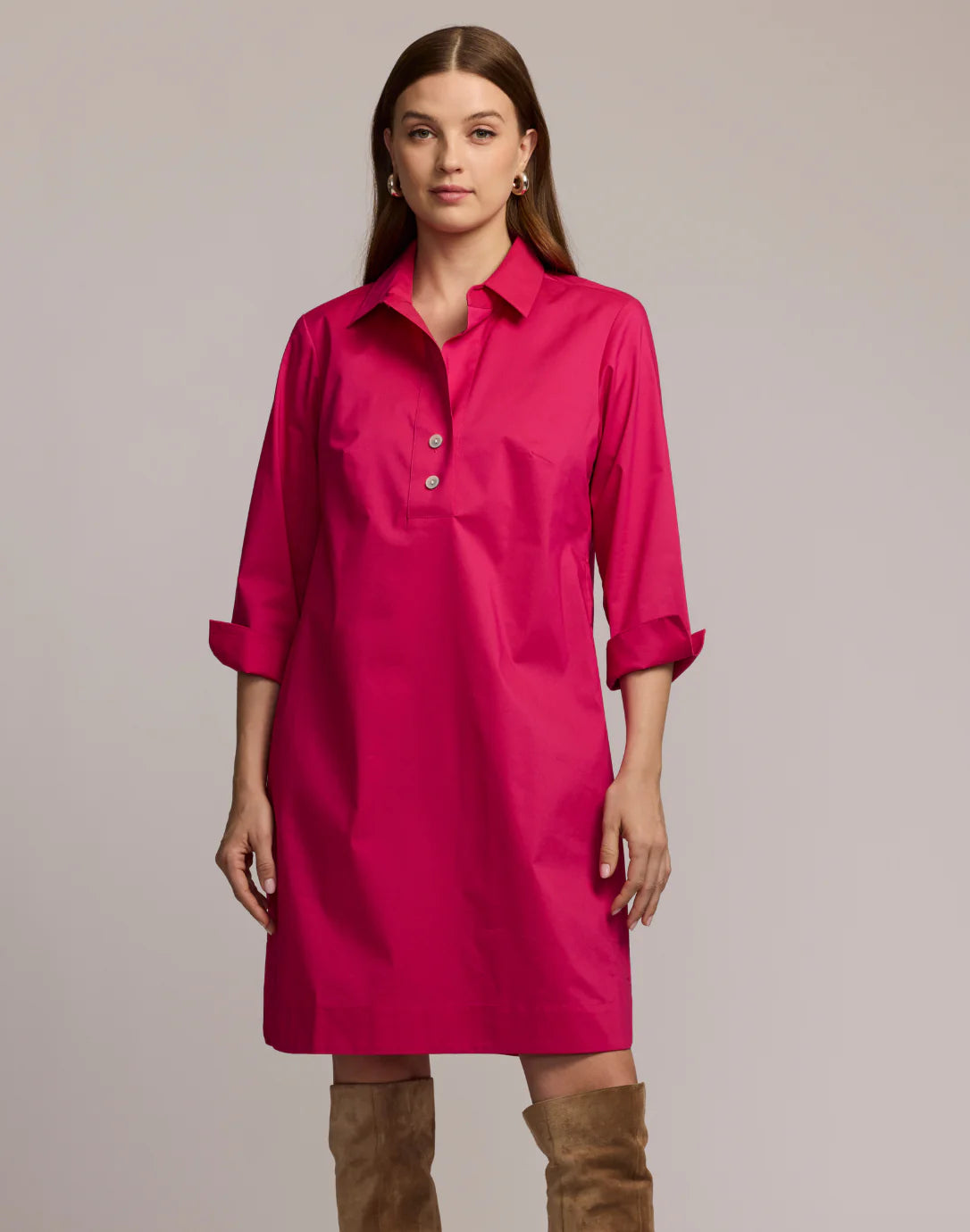 Aileen Button Back Dress - Raspberry