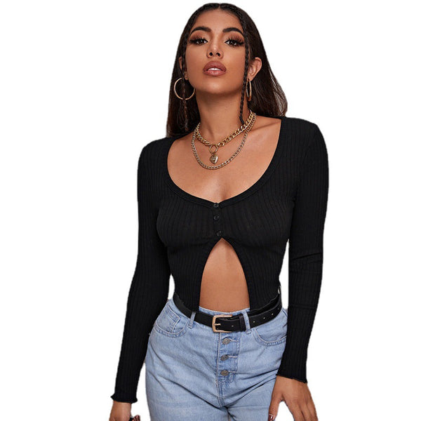 Women's Long-Sleeved One-Shoulder Short Tops Elegant and Sexy – Fitiny