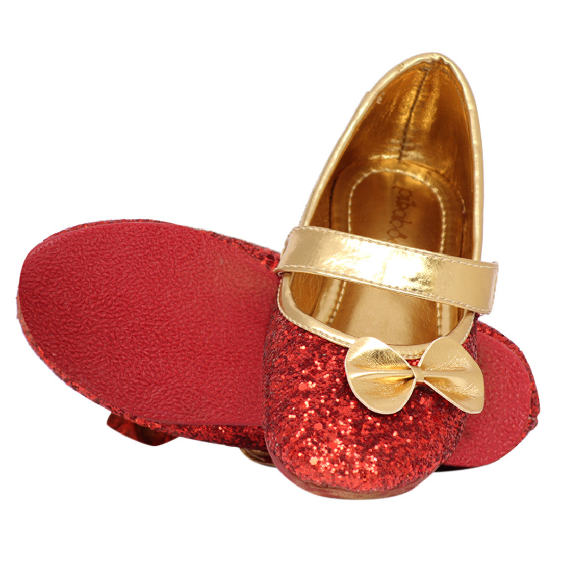 red sparkly ballet flats