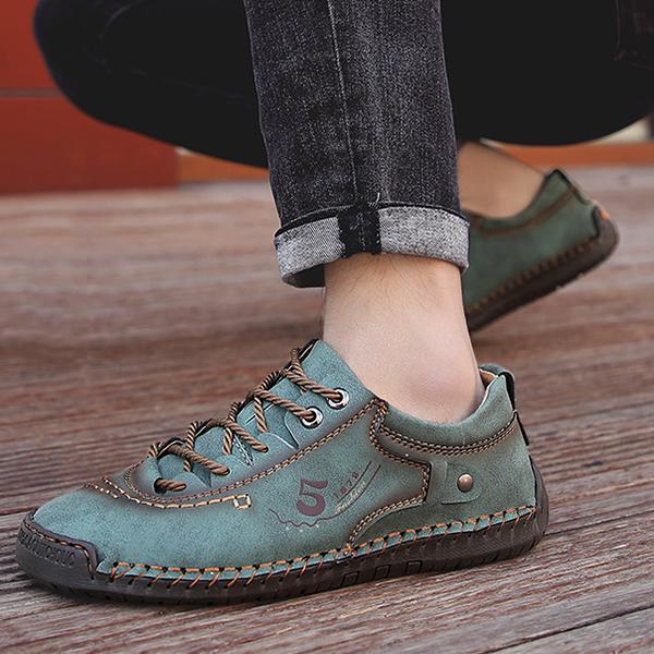 Men's Casual Soft Leather Lace up Shoes 