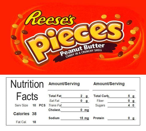 Peanut Butter M&ms Product Label With Nutrition Information