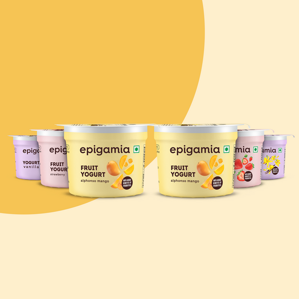 Fruit Yogurt Mango Strawberry Vanilla Pack Of 6 Epigamia