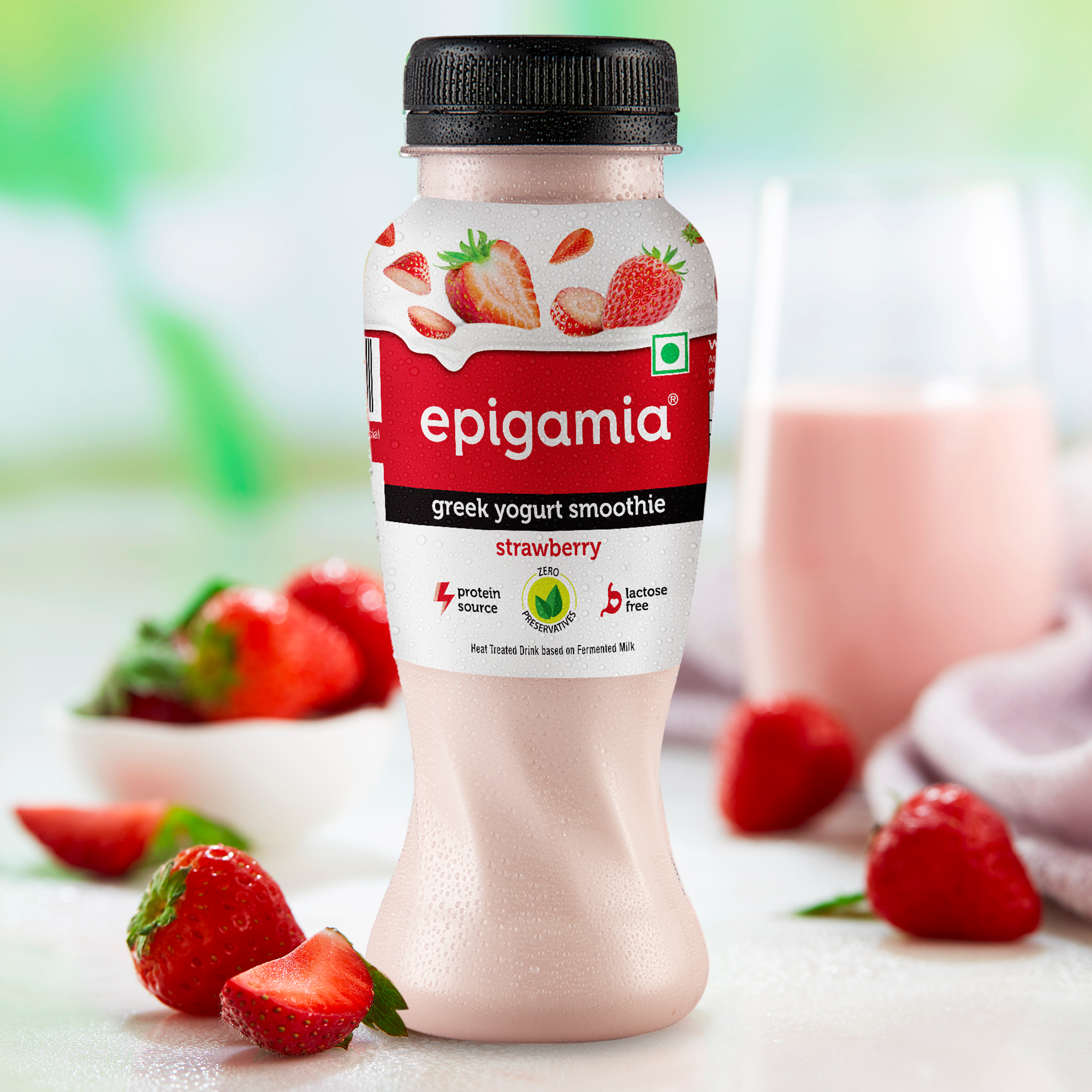 greek yogurt smoothie, strawberry - 180 ml - Epigamia