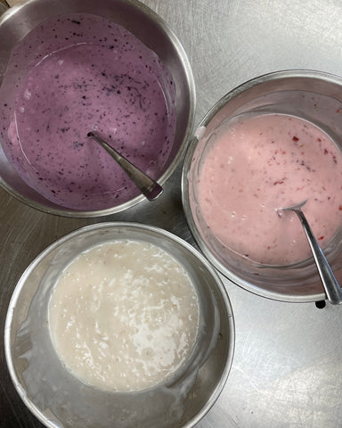 Jam, coconut milk, and coconut yogurt combined to make vegan jam popsicles