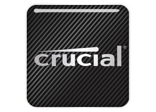 Crucial 1x1 Chrome Effect Domed Case Badge Sticker Logo Sticker Library 8119