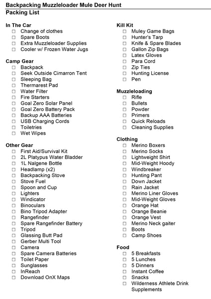 Get Organized with Hunting Gear Checklists – Caribou Gear Outdoor ...