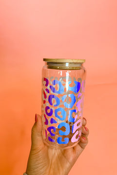 Glass Soda Jar with bamboo lid and straw