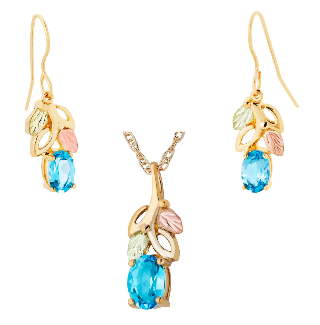 Black Hills Gold with Topaz Earrings & Pendant Set