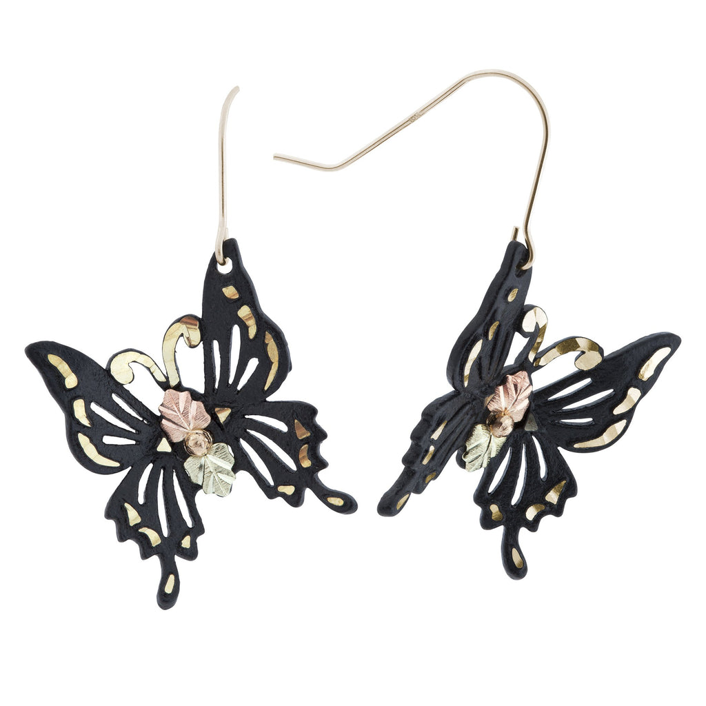 Black Hills Gold Powder Coated Butterfly Earrings