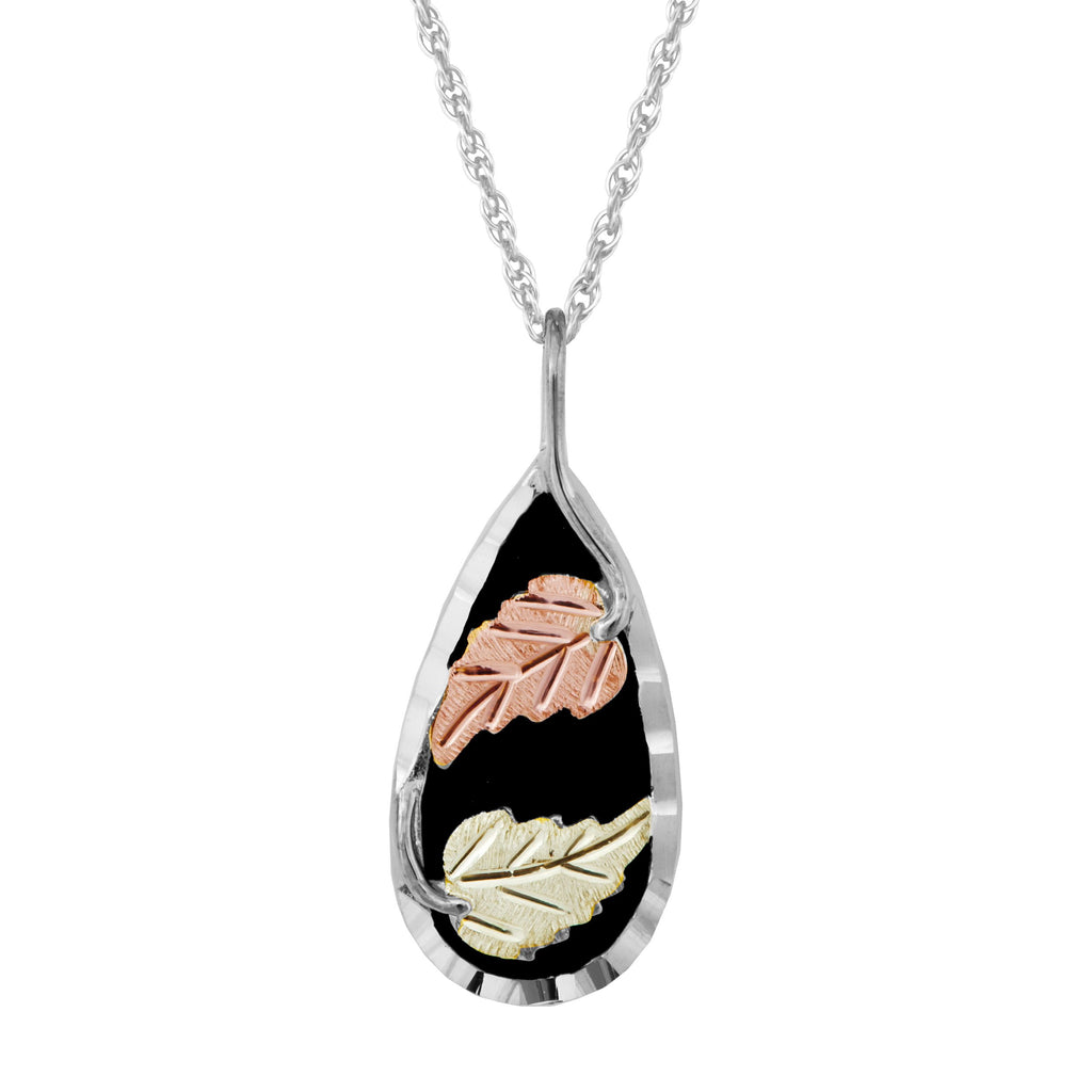 Sterling Silver Black Hills Gold Teardrop Pendant & Necklace