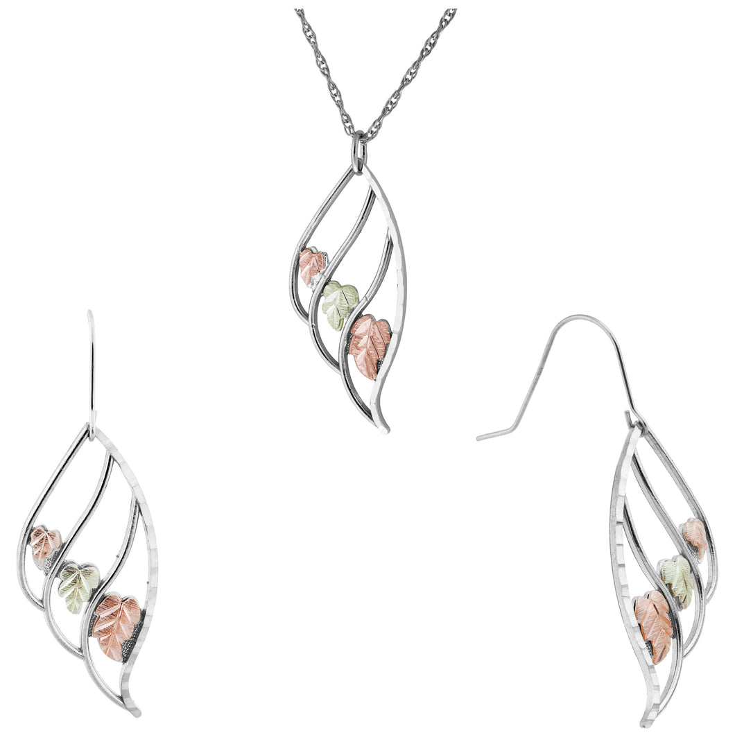 Sterling Silver Triple Leaf Earrings 