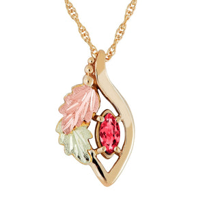 Black Hills Gold Marquise Ruby Pendant 