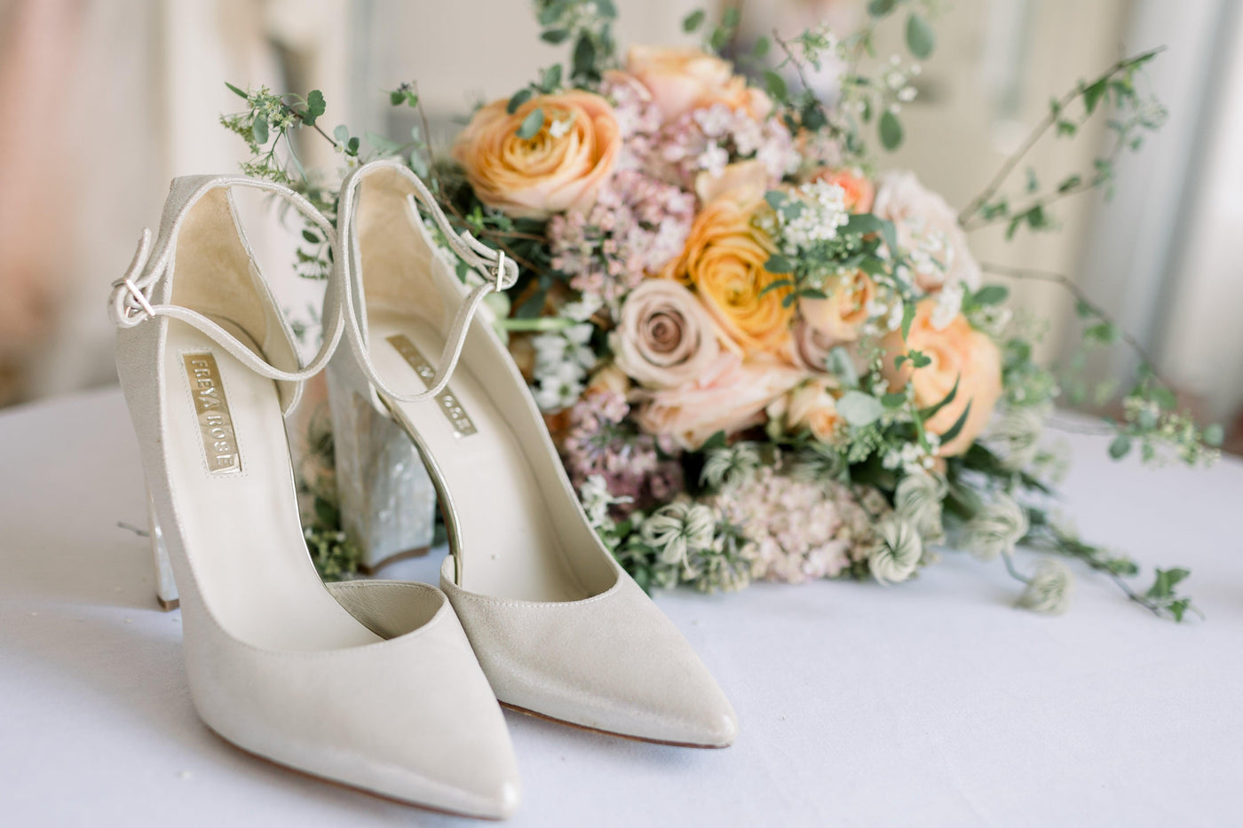 Match Champagne Wedding Shoes with Pearl Jewellery – Freya Rose