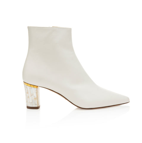 bridal ankle boot with pearl low block heel 