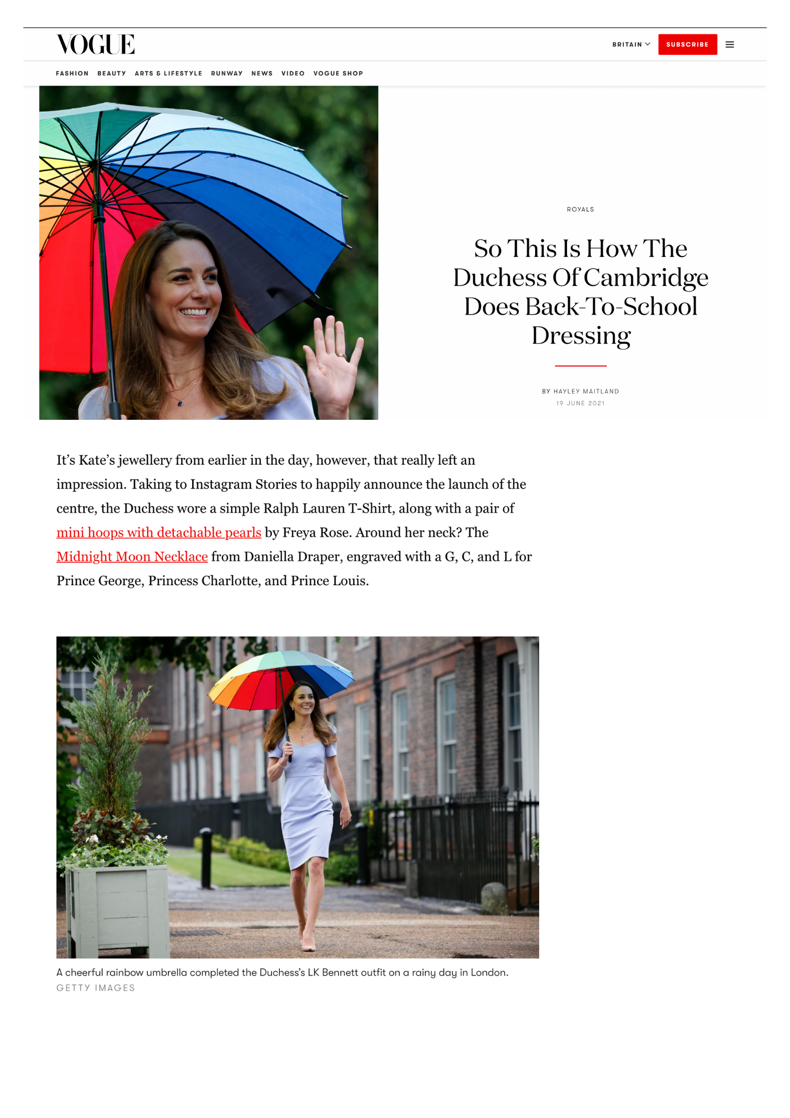 Vogue - So This Is How The Duchess Of Cambridge Does Back-To-School Dressing by Hayley Maitland