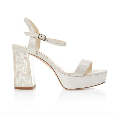 Ivory chunky store heels