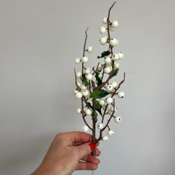 Winter Berry Branch, Faux Flowers, Snowberry