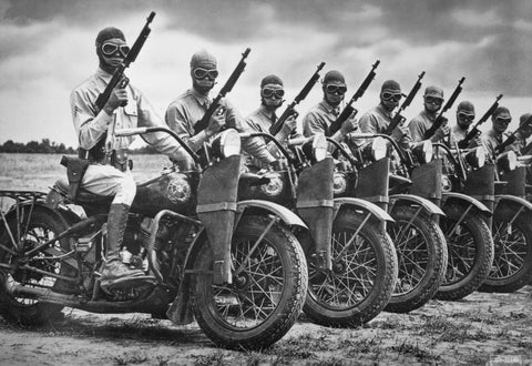 Armed Harley Davidson troops