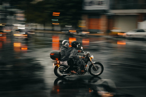 Motorcyclist on a rainy day