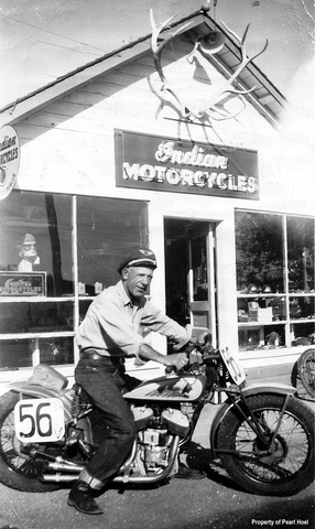 Pappy Hoel on his bike ca. 1950