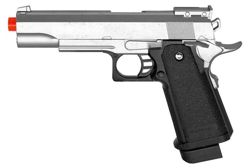 G6 Airsoft Spring Pistol Colt 1911 Replica Metal Gun FPS M9 Silver-img-0
