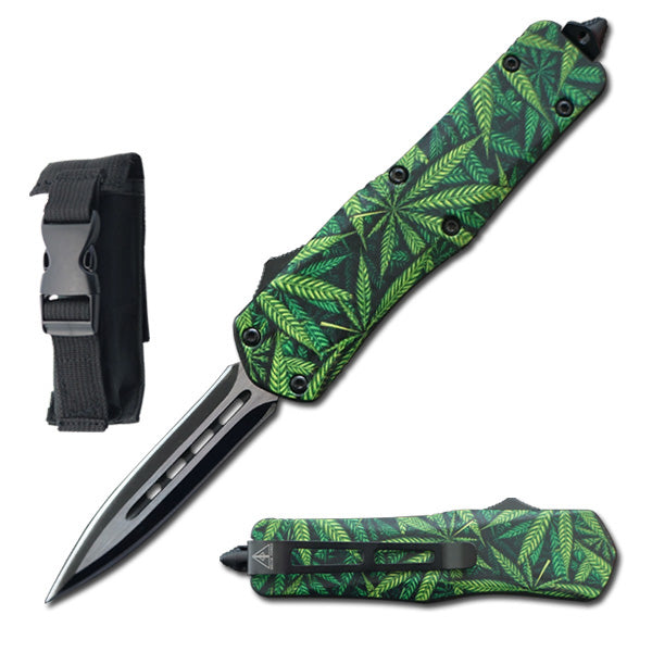 7" Marijuana H&le Automatic Dual Action OTF Knife-img-0