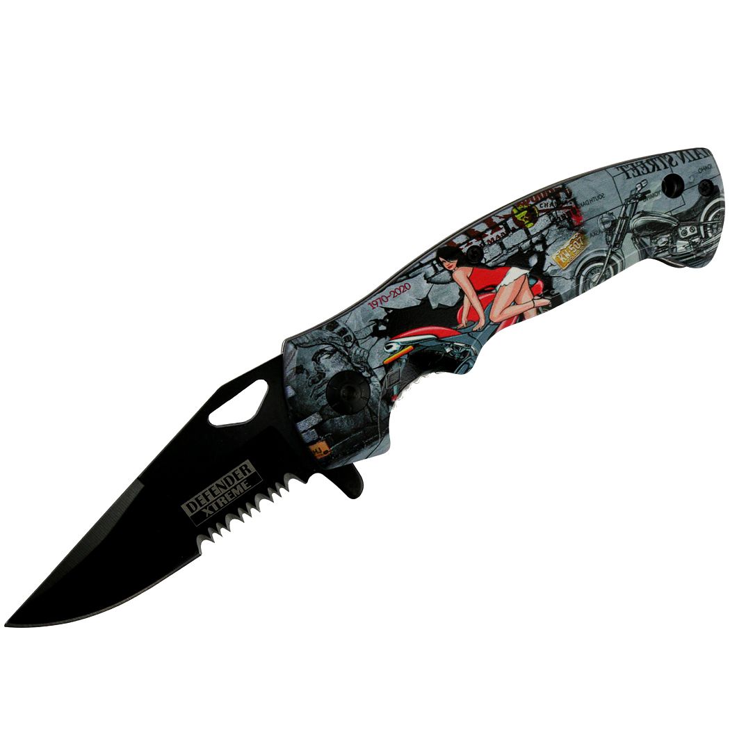 7.5" Motorcycle Lady pring Assisted Folding Knife Tactical Sharp-img-0
