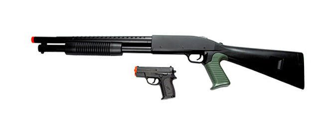 P799B Airsoft Spring Action ShotgunPistol Set Combo Black-img-0
