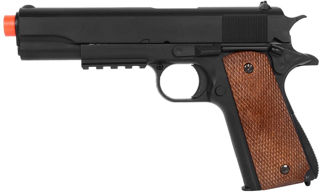 1911 Full Size Spring Powered Heavyweight Airsoft Pistol w/ Railed Frame-img-0