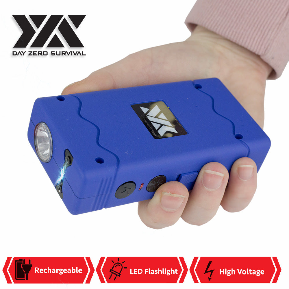  Rechargeable Blue Stun Gun Safety Disable Pin LED Flashlight-img-0