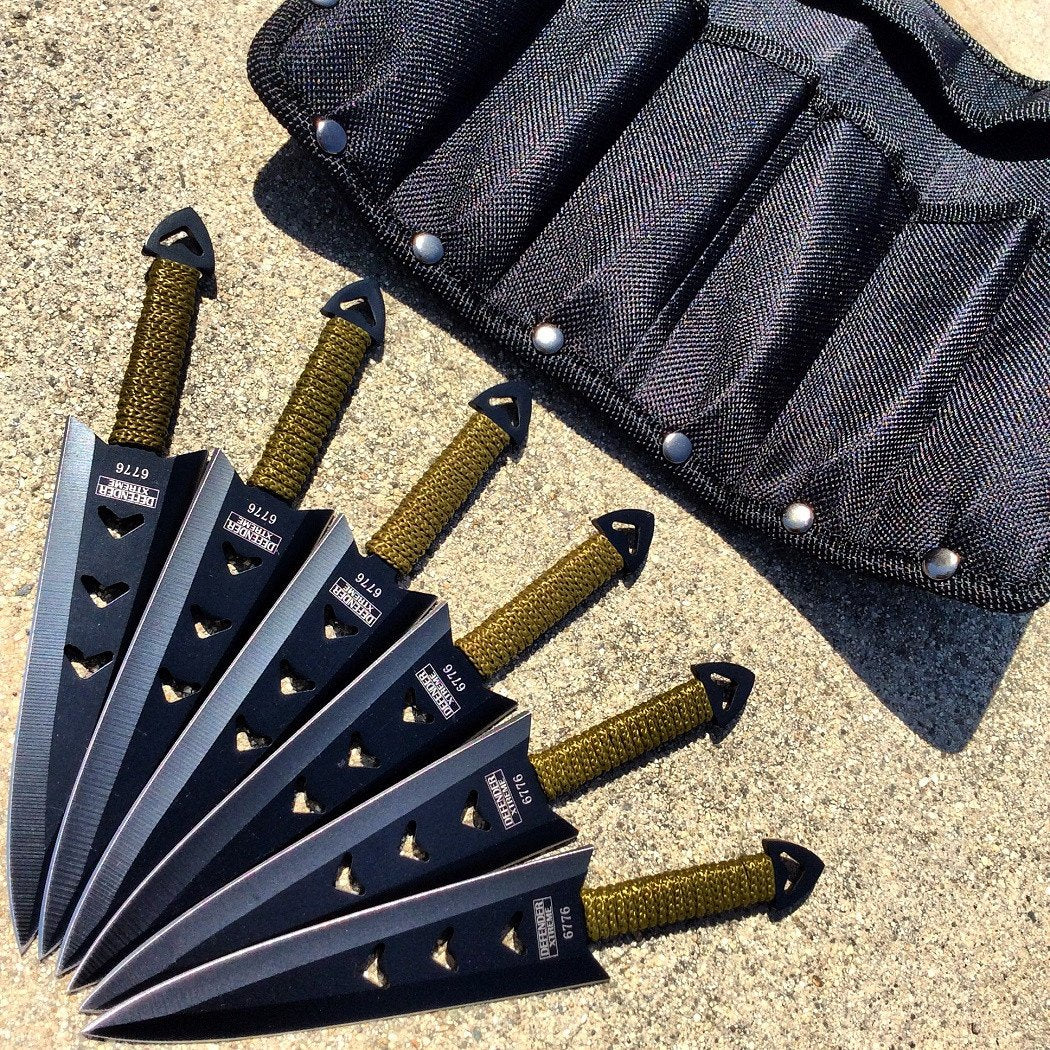 6PC of 6.5" Black Throwing Knives  Blade Pouch-img-0