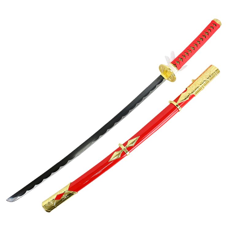 38" Carbon Steel Samurai Sword Red Gold Emblem  Dull Blade-img-0