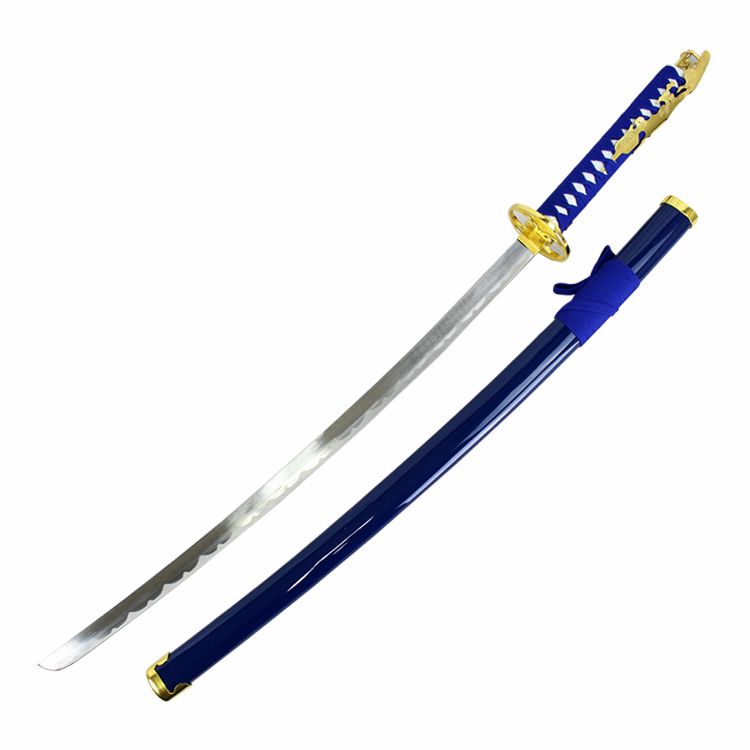 38" Carbon Steel Samurai Sword Blue Fabric Wrapped  Dull Blade-img-0