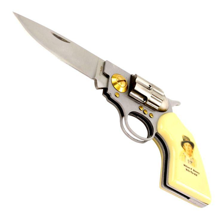 Billy The Kid 7.5" Gun Folding Knife  Revoler Style KB309B-2-img-0