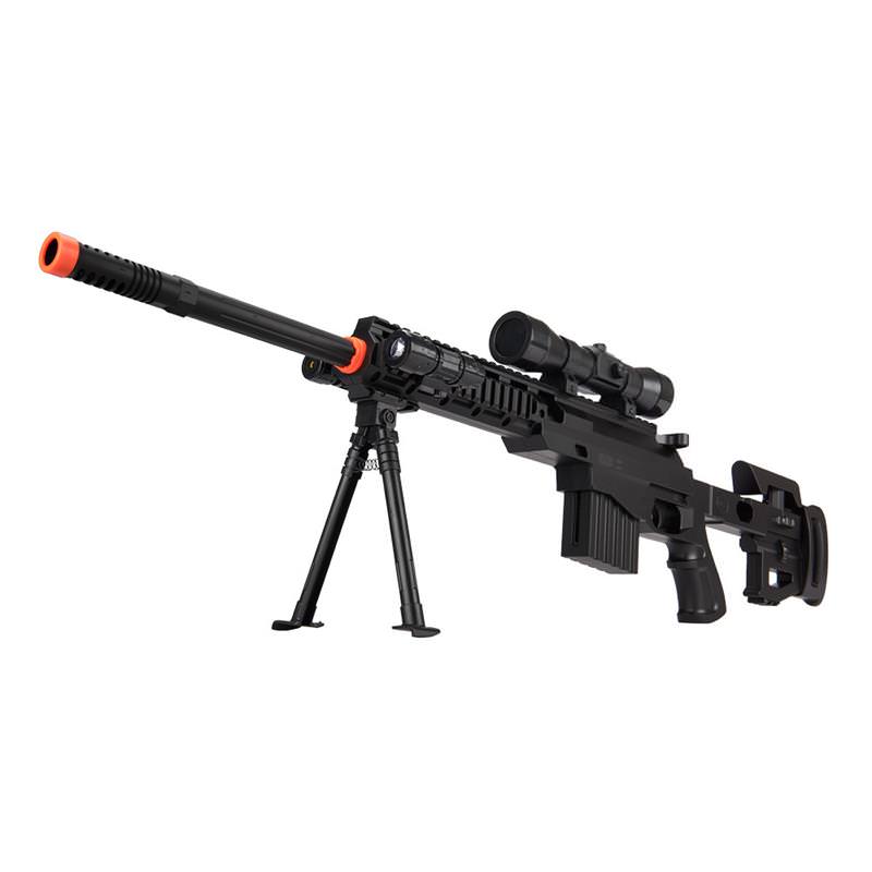 Spring Airsoft Sniper Rifle Gun W/ Scope Laser Light Bipod 350 FPS-img-0