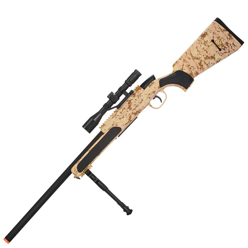 Airsoft MK51 Bolt Action Sniper Rifle ScopeBi-Pod Desert Digital-img-0