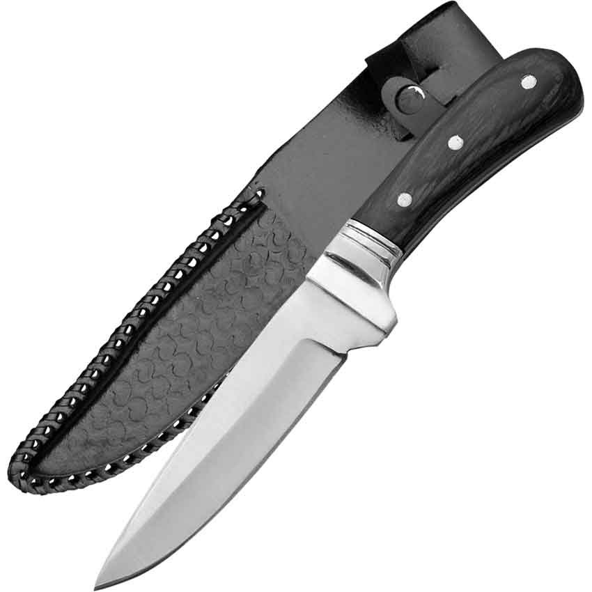 9" WILD DEER HUNTER BLACK WOOD FIXED BLADE HUNTING KNIFE-img-0