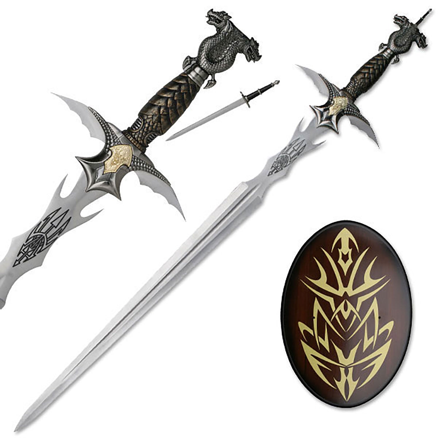  Fantasy Sword w Wood Display Plaque HK-26078-img-0